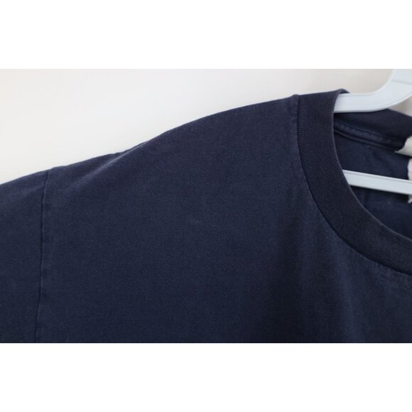 Vintage 90s Mens XL Faded Spell Out New England Patriots Football T-Shirt Blue - Picture 8 of 15